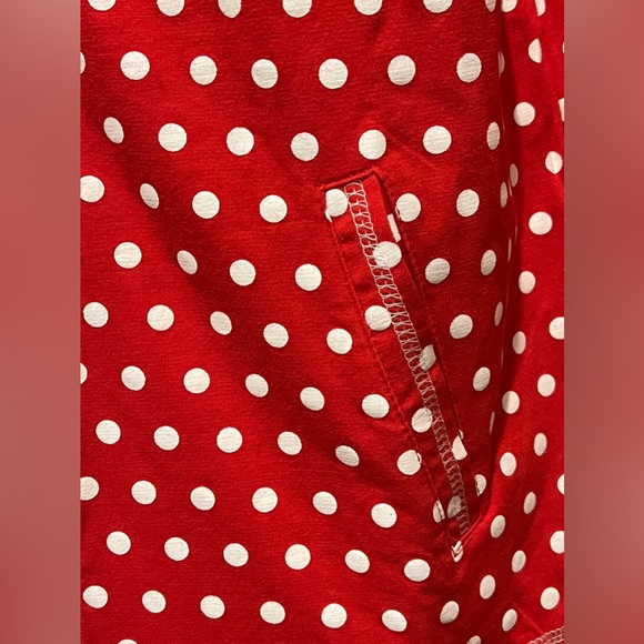 ONQUE CASUALS ZIP UP JACKET COVER UP LAYERING PIECE RED WHITE POLKA DOT LARGE - Picture 6 of 13